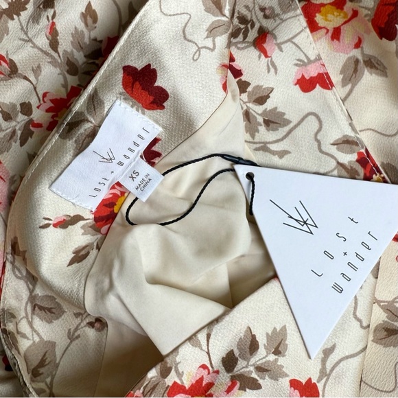 Lost + Wander Floral Midi Skirt - Cream and Red - Picture 6 of 8
